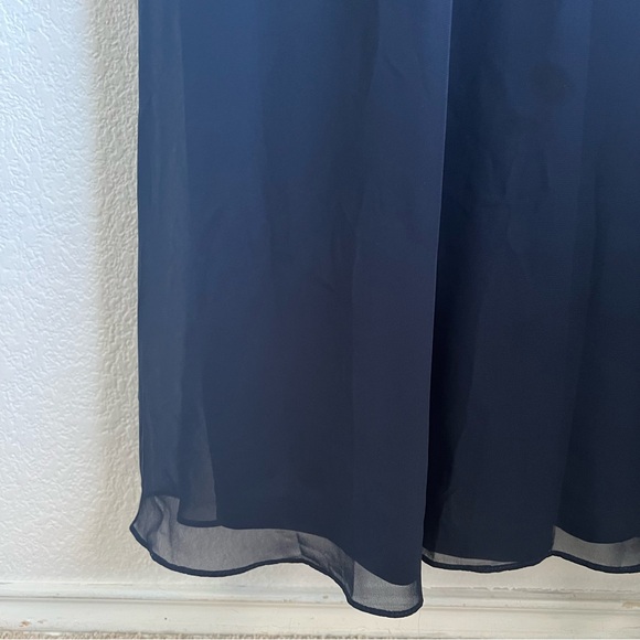 Birdy Grey 2X Navy Devin Chiffon Bridesmaid Formal Gown Dress Detachable Sleeves - Picture 7 of 13